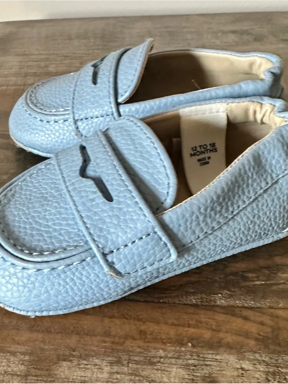 Janie and Jack Light Blue Leather Baby Loafers